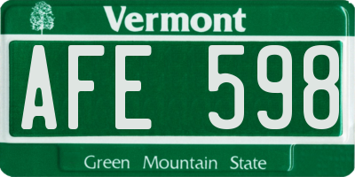 VT license plate AFE598