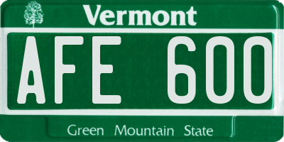 VT license plate AFE600