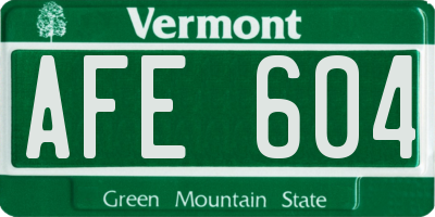 VT license plate AFE604