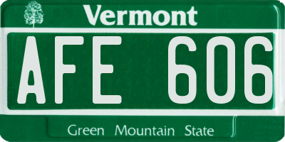 VT license plate AFE606