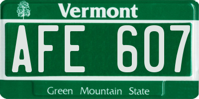 VT license plate AFE607