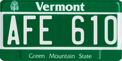 VT license plate AFE610