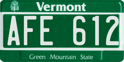VT license plate AFE612