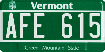VT license plate AFE615