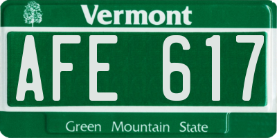 VT license plate AFE617