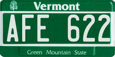 VT license plate AFE622