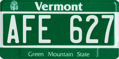 VT license plate AFE627