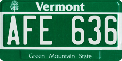 VT license plate AFE636
