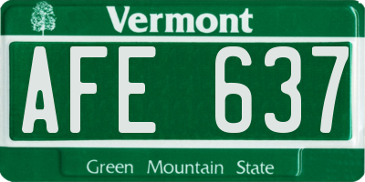 VT license plate AFE637