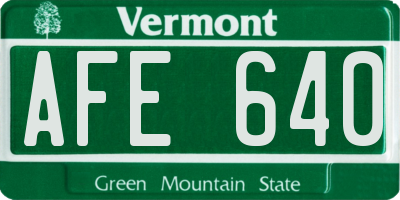 VT license plate AFE640