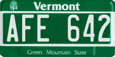 VT license plate AFE642
