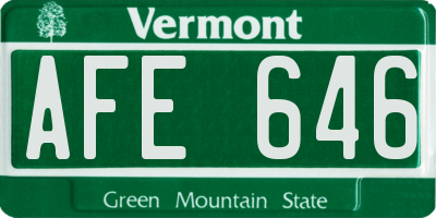 VT license plate AFE646