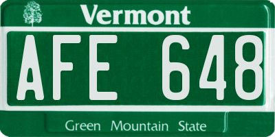 VT license plate AFE648
