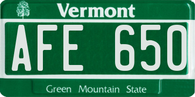VT license plate AFE650