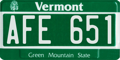 VT license plate AFE651