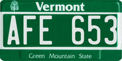VT license plate AFE653