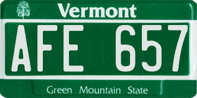 VT license plate AFE657