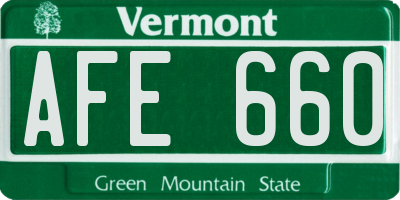 VT license plate AFE660