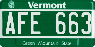 VT license plate AFE663