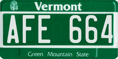 VT license plate AFE664