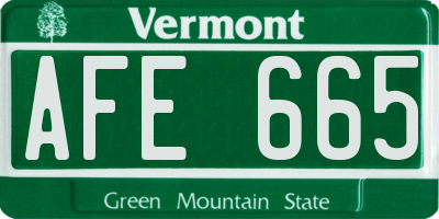 VT license plate AFE665