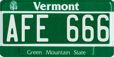 VT license plate AFE666