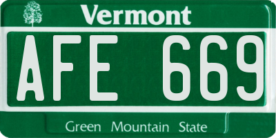 VT license plate AFE669