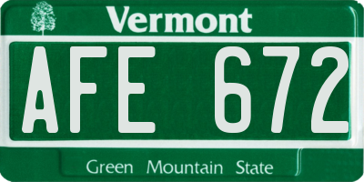 VT license plate AFE672