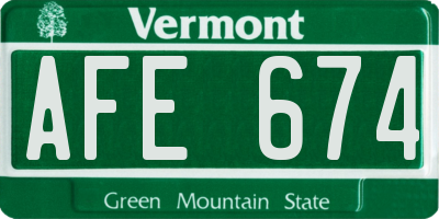 VT license plate AFE674