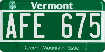 VT license plate AFE675