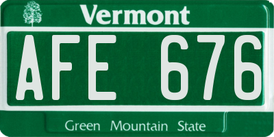 VT license plate AFE676