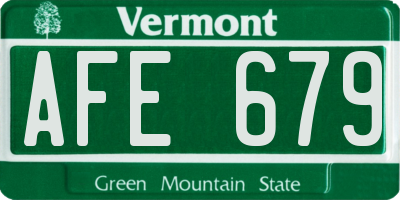 VT license plate AFE679