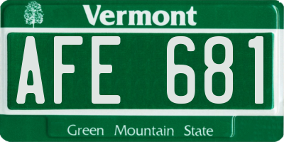 VT license plate AFE681