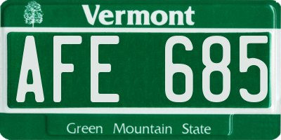 VT license plate AFE685