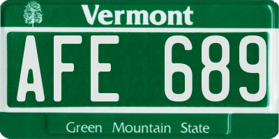 VT license plate AFE689