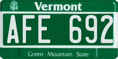 VT license plate AFE692