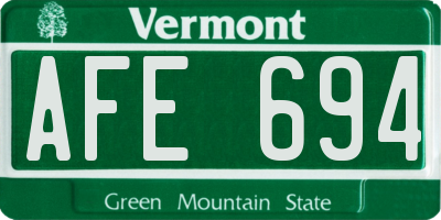 VT license plate AFE694