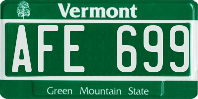 VT license plate AFE699