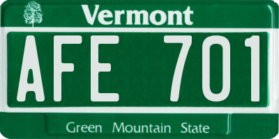 VT license plate AFE701
