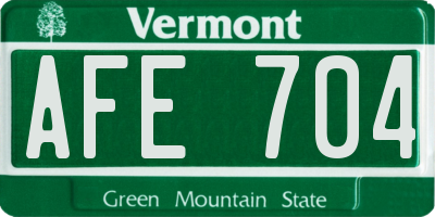 VT license plate AFE704