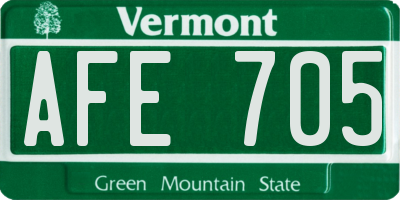 VT license plate AFE705