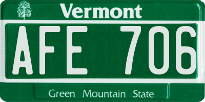 VT license plate AFE706