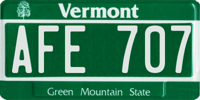 VT license plate AFE707