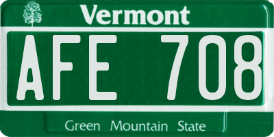 VT license plate AFE708