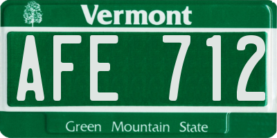 VT license plate AFE712