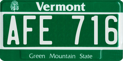 VT license plate AFE716
