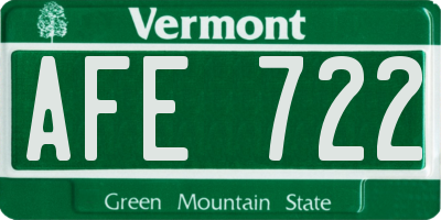 VT license plate AFE722