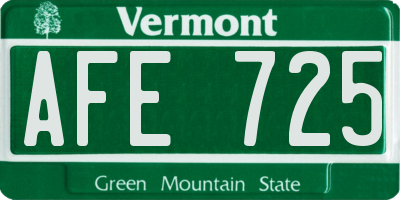 VT license plate AFE725