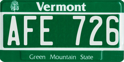 VT license plate AFE726