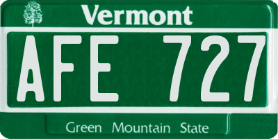 VT license plate AFE727
